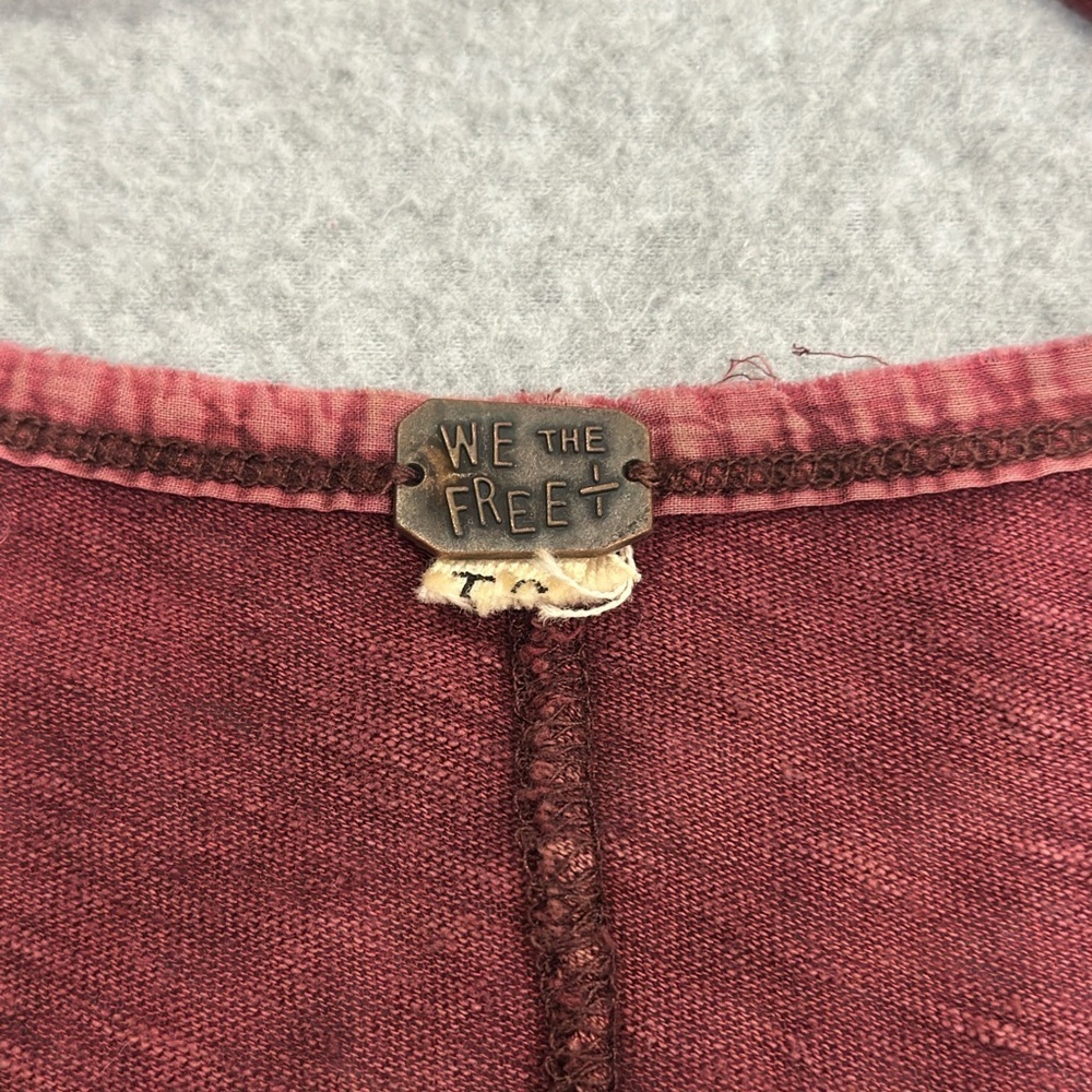 We The Free Burgundy V-Neck Long Sleeve Top - Picture 4 of 9